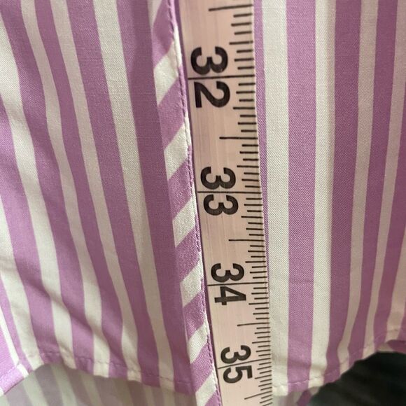 Loft Striped Mini Pocket Shirtdress Purple Size Medium - Picture 9 of 12